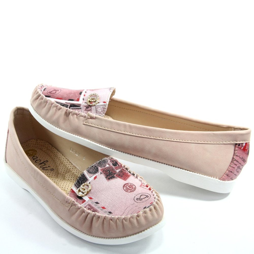 Women Stylish Moccasin Comfort Flats Cool Cite graffiti patterns Pink